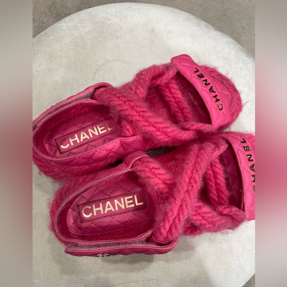 CHANEL Dad Cord Sandals- Pink - Picture 6 of 8